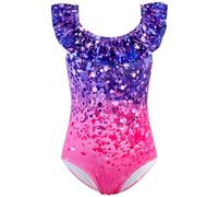 XiaoMoSha Maillot de bain une pièce pour fille avec bretelles réglables - Respirant - Séchage rapide - Pour enfants de 3 à 10 ans, Violet, 5-6 ans