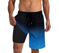 XiaoMoSha Short de bain pour homme avec doublure de compression 2 en 1 pour surf, plage, S à 2XL, séchage rapide, bleu/noir, M