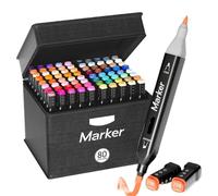 xiaopang 1ste 40/60/80 Colors Dual Art Markers, Alcohol Based Ink With Case Set For Artist Adults Coloring Sketching Drawing(80 colors)