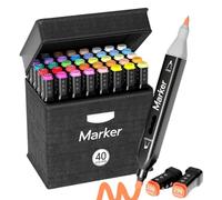 xiaopang 1ste 40/60/80 Colors Dual Art Markers, Alcohol Based Ink With Case Set For Artist Adults Coloring Sketching Drawing(40 colors)