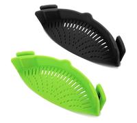 xiaopang Passoire à clipser, Pot for passoire en Silicone, convient à tous les bols, 1/2 pièces(1Pc Black 1Pc Green)