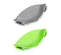 xiaopang Passoire à clipser, Pot for passoire en Silicone, convient à tous les bols, 1/2 pièces(1Pc Green 1Pc Grey)