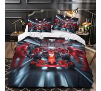 XiaopangXY 3D Imprimé Formulaa Racing Linge de Lit Set Double（200x200cm）, Pit Stop Quilt Cover with Zipper Fermeture, Luxe Duvet Cover with Pillowcase for Childs & Adults