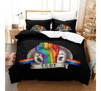 XiaopangXY 3D Imprimé Microfibre Literie Pride Month Linge De Lit avec Fermeture Éclair, King（220x240cm） Housse De Drap Come on LGBT Heros pour Adultes Enfants