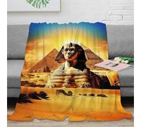 XiaopangXY 70x80inch(180x200cm) Couverture Pyramids Polaire Super Chaude, Fausse Fourrure Haute Qualité, Polaire Poil Douce Et Confortable, Sphinx Canape Blanket, Ultra Douce Et Duveteuse