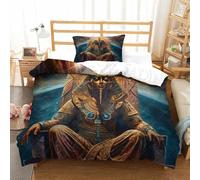 XiaopangXY Aide Au Sommeil Pharaon d'Égypte Housse De Couette avec Taies d'oreiller, TuChar (d'assaut) hamun Parure De Lit Single（135x200cm）, Lavable Linge De Lit Résistant À l'usure Literie
