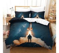 XiaopangXY Anti - Allergique Navette Spatiale Parure De Lit Microfibre Douce Literie Différentes Tailles Challenger Housse De Drap Hygroscopique Linge De Lit King（220x240cm）