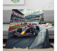 XiaopangXY Bulls Racing Plaid Douillet, 60x80inch(150x200cm), Couverture Polaire, Formulaone Couverture Sherpa, Jeté De Canapé, Chaude Et Douce pour l'hiver