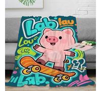 XiaopangXY Cartoon Pig Couverture Polaire 40x50inch(100x130cm) Fonce Doux Et Chaude - 340GSM Couvre Lit 1/2 Personnes Et Canapé Flanelle - Graffiti Couverture Micro Polaire Hypoallergénique