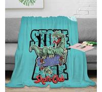 XiaopangXY Cartoon T-Rex Couverture Douillette 60x80inch(150x200cm), Dinosaure Skate Club Couverture Polaire Moelleuse, Certifiée Oeko-TEX, Chaude - Couvre-lit De Canapé Épais