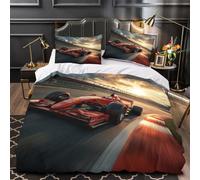 XiaopangXY Double（200x200cm） Formulaa Racing Quilt Cover Set with Fermeture Éclair Cachée, Racing Car Duvet Cover Set avec Taies d'oreiller Doux Microfiber Luxe Racing Car Linge de Lit Set