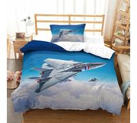 XiaopangXY F-14 Bombcat Literie Fermeture Éclair Cachée Housse De Couette Aide Au Sommeil, F14 Avion de Combat Parure De Lit Single（135x200cm）, Finesse Luxe Linge De Lit pour Garçons & Filles