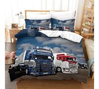 XiaopangXY Fermeture À Glissière Lorry Thèmes Parure De Lit Microfibre Douce Camion Literie, Anti - Allergique Housse De Couette Lavable Linge De Lit Double（200x200cm）