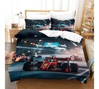 XiaopangXY Ferrariii Thème Housse De Couette, Personnalité Formula Racing Linge De Lit avec Taies d'oreiller Literie Finesse Parure De Lit Hypoallergénique BDE Cover King（220x240cm）