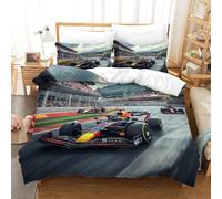 XiaopangXY Formule 1 BullRacing Thème Housse De Couette, Personnalité Formula Racing Linge De Lit avec Taies d'oreiller Literie Finesse Parure De Lit Hypoallergénique BDE Cover Double（200x200cm）