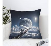 XiaopangXY Housse De Coussin pour Cosmic Planets Décoration 40x40cm, pour Garçon Fille Adulte-Taie d'oreiller sur Le Thème du Space Train
