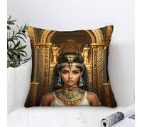 XiaopangXY Housses De Coussins pour Garçon Fille Adulte, Housse d'oreiller Egyptian Queen, 40x40cm Taie Oreiller Cleopatra pour Canapé, Housse De Coussin Carrée Décorative