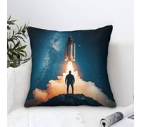 XiaopangXY Housses The Coussin Rocket 40x40cm, Extérieur Vaisseau Spatial Moderne Decoration Canapé Coussin Décoratif pour Salon De Jardin Patio Chambre Maison Décor