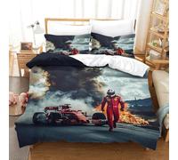XiaopangXY Personnalité Ferrariii Housse De Couette Lavable Literie Respirant Bed Cover, Différentes Tailles Formula Racing Design Parure De Lit, Microfibre Linge De Lit Double(200x200cm)
