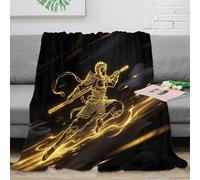 XiaopangXY SunWuKong Couverture Polaire Douillette avec Motif The Singe King 3D, Jeté De Canapé, Couverture Exquise Douce Et Chaude pour Toutes Les Saisons, 80x90inch(200x230cm)