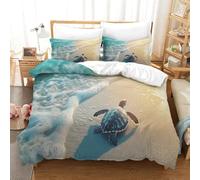 XiaopangXY Tortoise Housse De Couette Aide Au Sommeil Tortues Parure De Lit Microfibre Douce Linge De Lit Respirant Hygroscopique Literie avec Taies d'oreiller King（220x240cm）