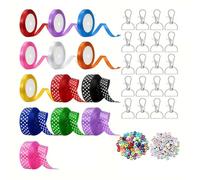 XIAOQENAN 233PCS Craft Bowknot Ribbon Keychain Craft Set with Alphabets Beads Charms for Individualized Jewelry Making and Creative Gift Projects DIY Gift Making Supplies
