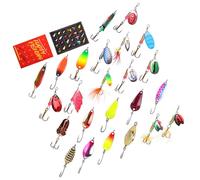 XIAOQENAN 24 Pièces en Métal Moulé Gabarits Cuillère Leurres avec Crochet Spinner Appâts Coulée Gabarits Coulant Appâts Spinnerbait Accessoires De Pêche Premium Matériel De Pêche Coffret
