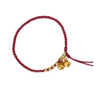 XIAOQENAN À Cordes Rouge Élégant pour Femmes Hommes Ajusté avec Une Perle D'agate Rouge Et des Cloches Bonne Chance Styles Chinois Traité
