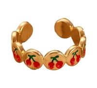 XIAOQENAN Bague moderne en forme de cerises - Confortable - Texture en cuivre réglable - Convient aux femmes jeunes et tendance - Déclaration en cuivre, taille unique, Comme décrit, Comme décrit.