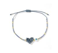 XIAOQENAN Bracelet léger fait à la main avec motif œil du mal avec cœur tissé et perles colorées pour femme, taille unique, Comme décrit