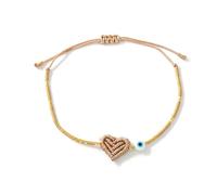 XIAOQENAN Bracelet léger fait à la main avec motif œil du mal avec cœur tissé et perles colorées pour femme, taille unique, Comme décrit