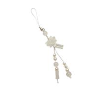 XIAOQENAN Chaîne de téléphone exquise décoration lotus fleur pendentif porte-clés fait main perlé accessoire de téléphone portable pour un usage quotidien accessoire perlé fait à la main, taille