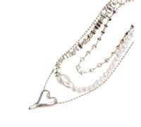 XIAOQENAN Collier à breloques en forme de cœur à plusieurs niveaux combiné avec des perles de perles, bijoux élégants pour les anniversaires, les anniversaires de mariage, chaîne de collier de perles