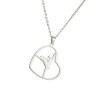 XIAOQENAN Collier avec pendentif creux en forme de cœur - En acier inoxydable - Texture en acier inoxydable - Cadeau de gymnastique, taille unique, Comme décrit, Comme décrit.