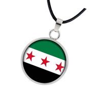 XIAOQENAN Collier avec pendentif drapeau de la Syrie - Tendance - Bijou de cou / porte-clés pour homme et femme, taille unique