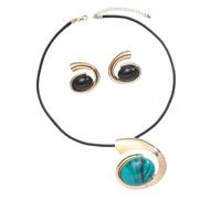 XIAOQENAN Élégant Collier Pendentif Turquoise Et Boucles D'oreilles Décoration Pour Les Femmes De Bijourie De Mode Jijourie Party Accessoire Unique Designs Collier
