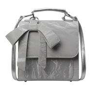 XIAOQENAN Élégant sac à bandoulière en cuir synthétique décontracté avec nœud papillon et sangle réglable pour femme, Argenté., One Size