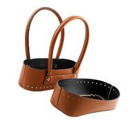 XIAOQENAN Ensemble de fabrication de sacs en cuir PU avec poignées de mode, accessoires faits à la main pour tricot, crochet, sac à main, poignée tendance, bas en cuir PU, accessoires, marron, One