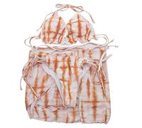 XIAOQENAN Ensemble de maillot de bain 3 pièces pour femme avec imprimé léopard tie-dye pour triangle brésilien avec paréo court, jupe de plage, maillot de bain, casquettes de baseball, chapeau de