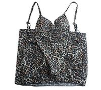 XIAOQENAN Ensemble de maillot de bain 3 pièces pour femme avec imprimé léopard tie-dye pour triangle brésilien avec paréo court, jupe de plage, maillot de bain, casquettes de baseball, chapeau de