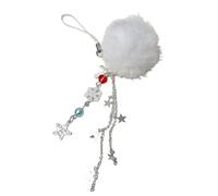 XIAOQENAN Fuzzy Balls Flocon de neige étoile perle téléphone portable sangle de téléphone portable cordon coloré perle sac charme vacances accessoire élégant téléphone décoration, taille unique, Comme