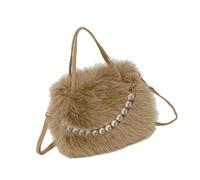XIAOQENAN Joli sac à main en peluche pour femme - Pochettes à bandoulière tendance - Sac à bandoulière - Cadeau sous les bras pour femme, kaki clair, One Size