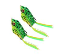 XIAOQENAN Lot de 2 leurres de pêche souples Grenouilles simulées avec crochet Topar Tackle Silicone Pêche