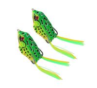 XIAOQENAN Lot de 2 leurres de pêche souples Grenouilles simulées avec crochet Topar Tackle Silicone Pêche