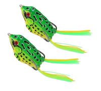 XIAOQENAN Lot de 2 leurres de pêche souples Grenouilles simulées avec crochet Topar Tackle Silicone Pêche