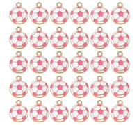 XIAOQENAN Lot de 30 porte-clés en forme de ballon de football en alliage pour les fans de sport, bijoux, projets d'artisanat, accessoires de football, idées cadeaux pour joueurs d'équipe, rose rouge