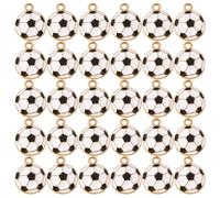 XIAOQENAN Lot de 30 porte-clés en forme de ballon de football en alliage pour les fans de sport, bijoux, projets d'artisanat, accessoires de football, idées cadeaux pour joueurs d'équipe, Noir