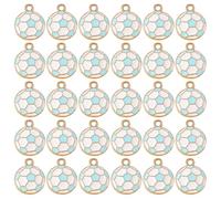 XIAOQENAN Lot de 30 porte-clés en forme de ballon de football en alliage pour les fans de sport, bijoux, projets d'artisanat, accessoires de football, idées cadeaux pour joueurs d'équipe, bleu, taille