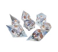 XIAOQENAN Lot de 7 dés polyédriques en résine pour divertissement de bureau - Différents nombres de visages - Dés polyédriques