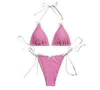 XIAOQENAN Maillot de bain deux pièces à bretelles spaghetti pour femme - Haut dos nu et slip - Dos nu